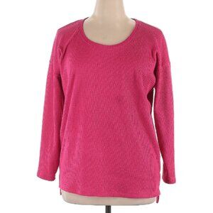 Ladies Style & Co Bright Pink Waffle Weave Sweater Size Large